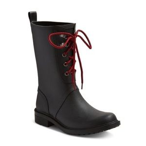 Mossimo lace up mid calf rain boots